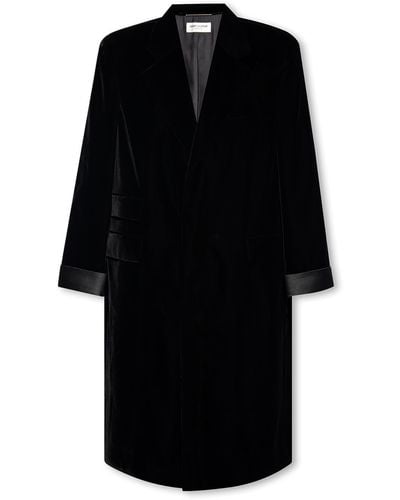 Saint Laurent Velvet Oversize Coat - Black