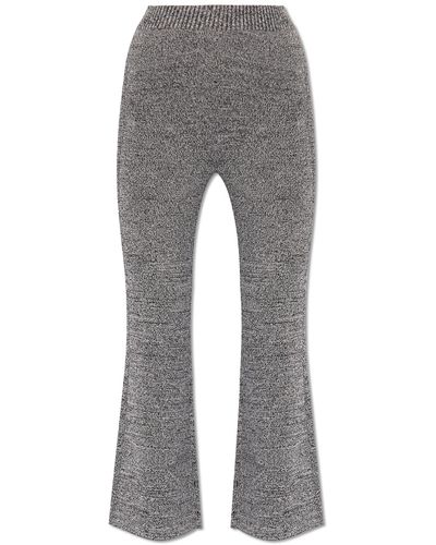 Ganni Stretch Knit Cropped Trousers - Grey