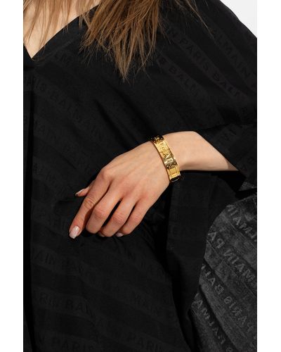 Balmain Brass Bracelet With Logo - Metallic