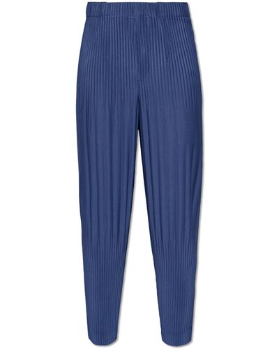 Homme Plissé Issey Miyake Ribbed Trousers, - Blue