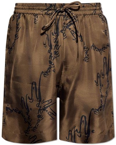 Nanushka 'doxxi' Silk Shorts, - Brown