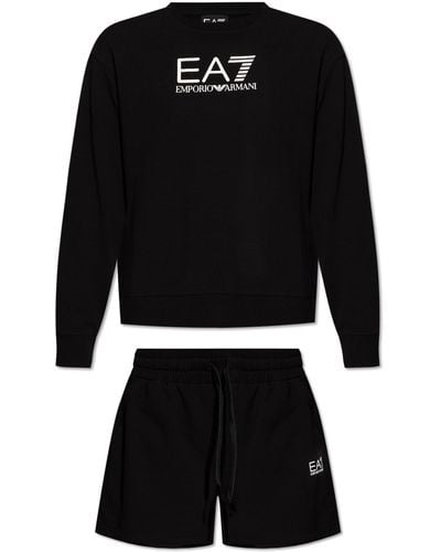 EA7 Sweatshirt & Shorts Set, - Black