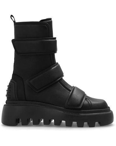 Vic Matié Leather Ankle Boots With Logo - Black