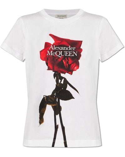 Alexander McQueen 'shadow Rose' Printed T-shirt, - Red