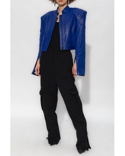 The Mannei ‘Baku’ Cropped Leather Jacket - Blue