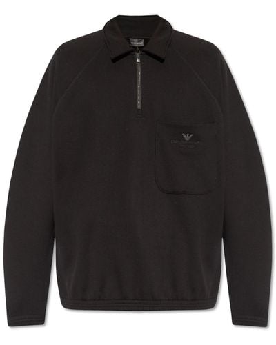 Emporio Armani Polo Sweatshirt, - Black
