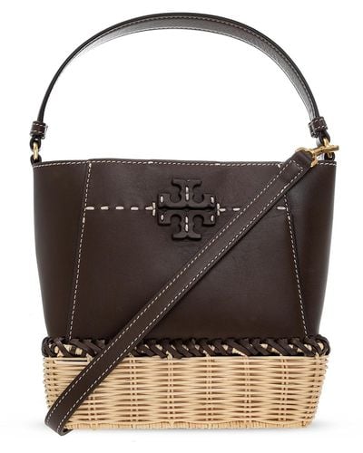 Tory Burch Mcgraw Small Wicker Bucket - Brown