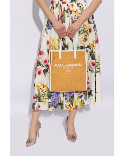 Dolce & Gabbana Woven Shopper Bag, - Orange