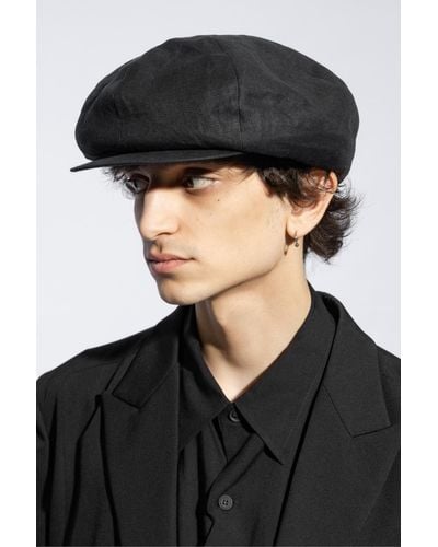 Yohji Yamamoto Linen Flat Cap, - Black