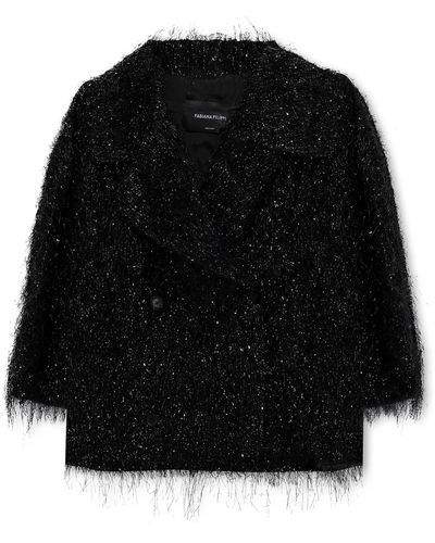 Fabiana Filippi Cropped Blazer With Glistening Fringes - Black