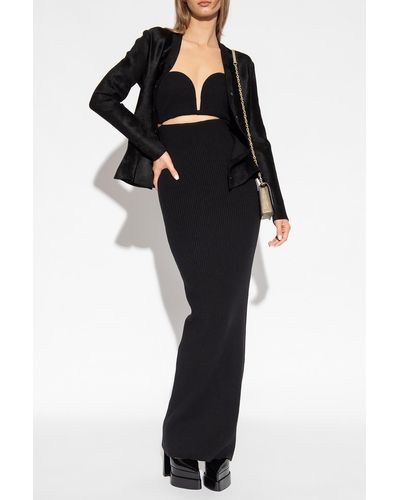 Alaïa Model Ribbed Wool-blend Maxi Dress - Black