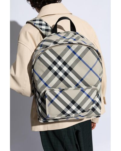 Burberry Checked Backpack - Gray