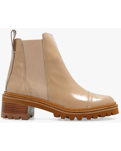 See By Chloé See Chloé Leather Ankle Boots - Natural