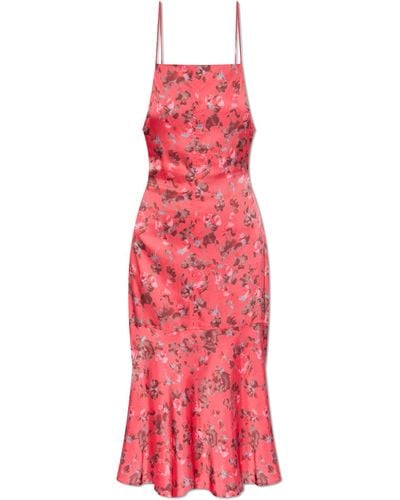 Ganni Floral Pattern Dress, - Red
