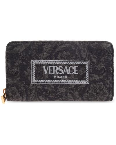 Versace Wallet With Logo, - Black