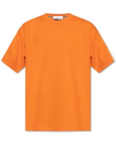 Stone Island T-shirt With Logo, - Orange