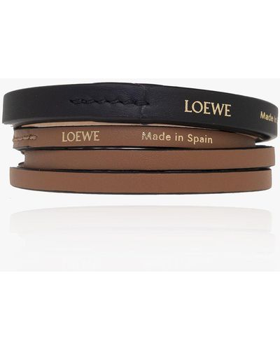 Loewe + Paula's Ibiza Set Of Two Leather Bangles - Brown