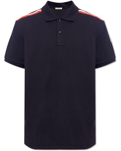 Moncler Cotton Polo Shirt, - Blue
