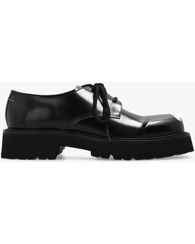 MM6 by Maison Martin Margiela Leather Derby Shoes - Black