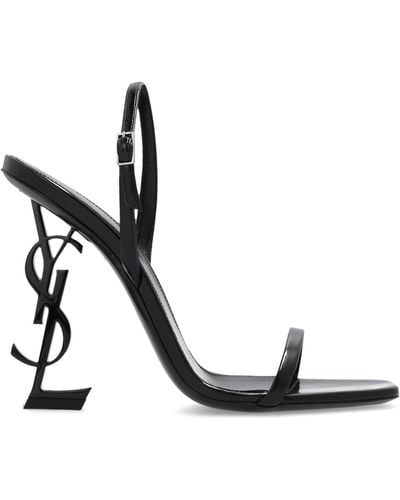 Saint Laurent Opyum Leather Heel Sandals - Black