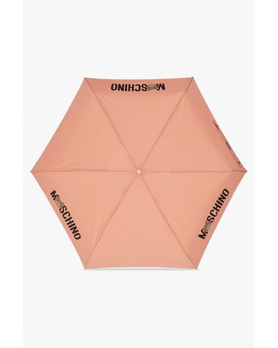 Moschino Folding Umbrella With Logo - White