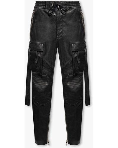 Faux leather cargo trousers black  Men  BALMAIN
