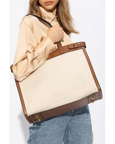 Moschino Monogrammed Shopper Bag, - Natural