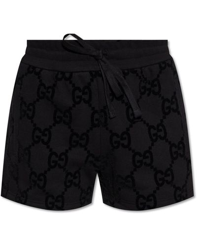 GUCCI Denim-jacquard pleated shorts