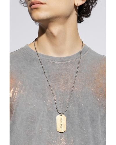 Palm Angels Necklace With Logo, - Metallic