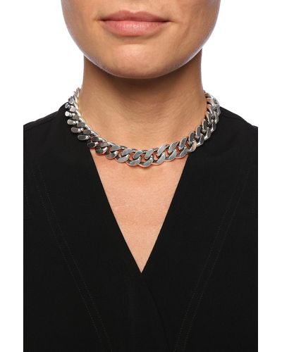 Saint Laurent Metal Curb Chain Necklace From . - Metallic