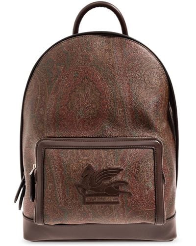 Etro Backpack With Logo, - Brown