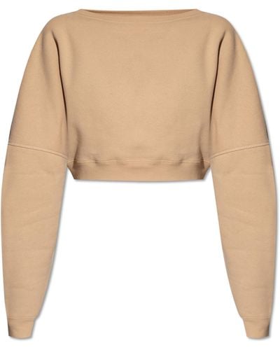 Saint Laurent Cropped Sweatshirt, - Natural