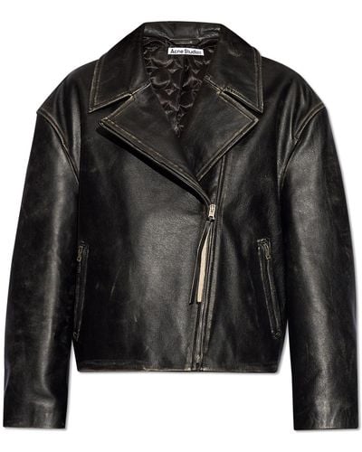 Acne Studios Leather Biker Jacket, - Black