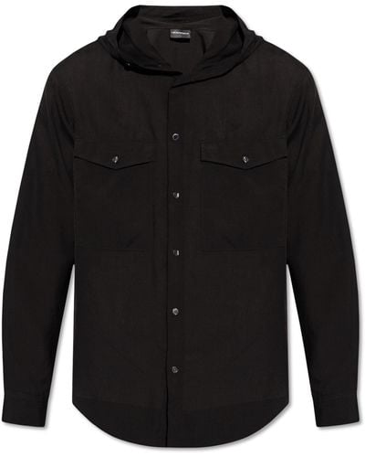 Emporio Armani Hooded Shirt, - Black