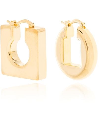 Jacquemus Les Boucles Asymmetric Gold-tone Brass Hoop Earrings - Yellow