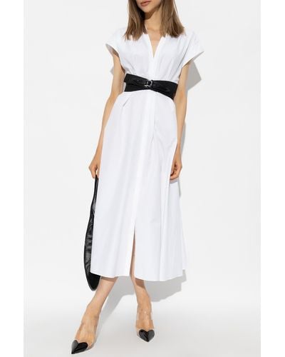 Alaïa Belted Dress, - White