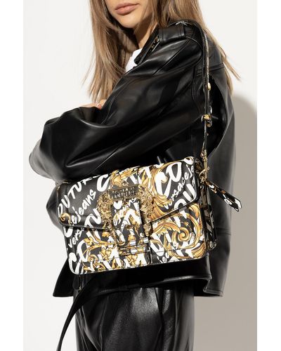 Versace Shoulder Bag With Baroque Buckle - Black