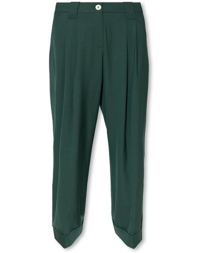 Ganni Pleat-Front Trousers - Green