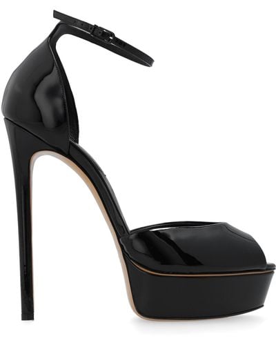 Casadei ‘Flora’ Glossy Platform Sandals - Black