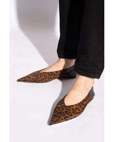 Saint Laurent Shoes With Leopard Print - Black