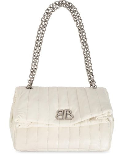 Balenciaga Small Monaco Chain Shoulder Bag, - White