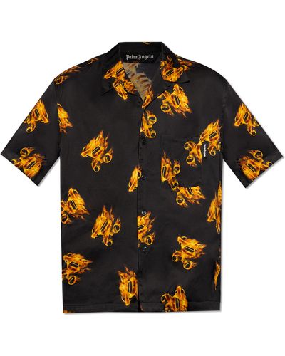 Palm Angels Monogrammed Shirt, - Black