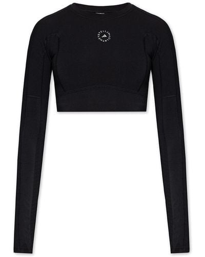 adidas By Stella McCartney Adidas Stella Mccartney Crop Training Top With Logo, - Black