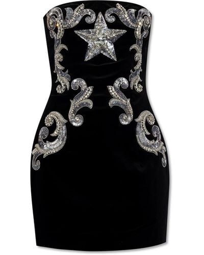 Balmain Velvet Corset Dress, - Black