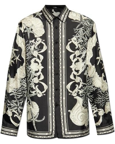 Versace Shirt With `barocco Sea` Print, - Black