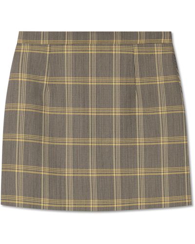 Marni Checked Skirt, - Natural