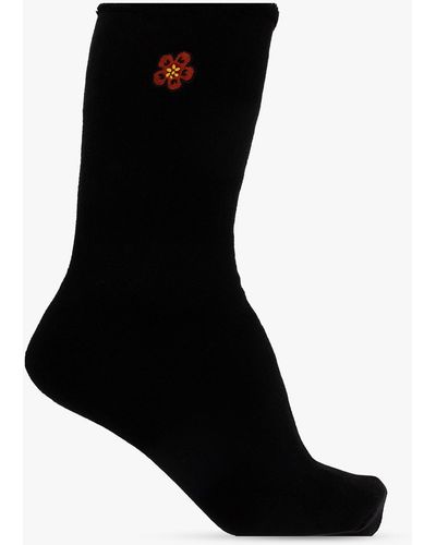 KENZO Floral Socks, - Black