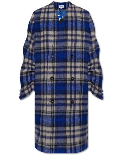 ADER error Double-breasted Check Coat - Blue