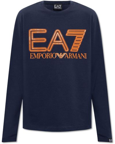 EA7 T-shirt With Long Sleeves, - Blue