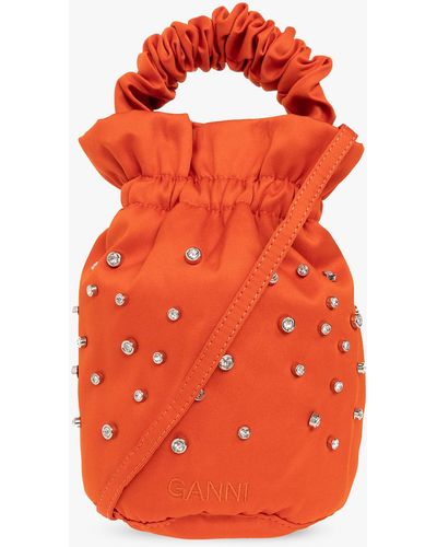 Ganni Satin Shoulder Bag - Orange